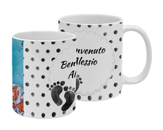 Tazza Panoramica con foto e dedica per nascita