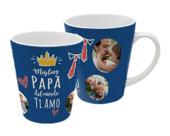 Tazza colazione con foto e grafica papà ti amo