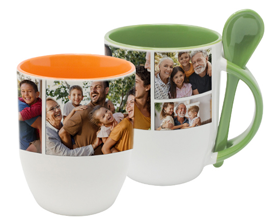 Tazza con cucchiaino incorporato personalizzata con foto collage di immagini