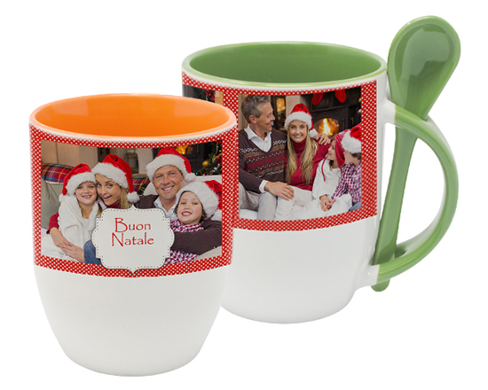 Tazza con Cucchiaino con foto collage e grafica buon natale
