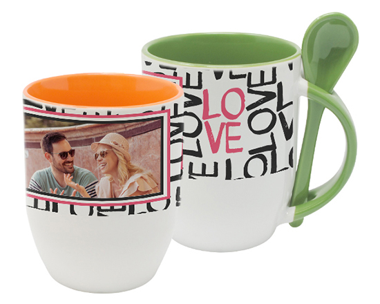 Tazza con Cucchiaino con foto e grafica Love words