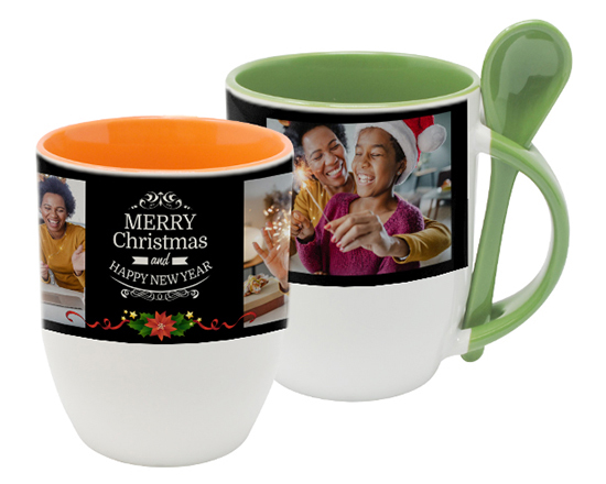 Tazza con Cucchiaino con foto e grafica Merry Christmas