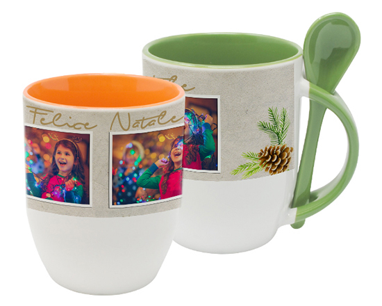 Tazza con Cucchiaino personalizzata con foto e grafica di natale