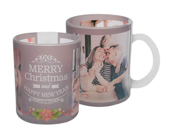 Tazza vetro personalizzata con foto  e grafica Merry Christmas