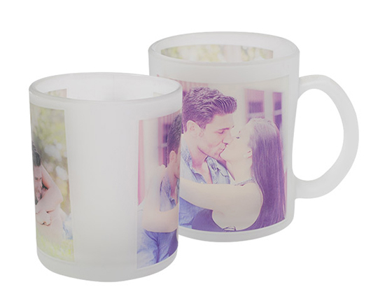 Tazza in vetro personalizzato con collage di foto