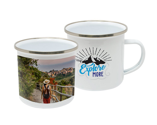 Tazza in metallo Smaltato con foto e grafica Explore