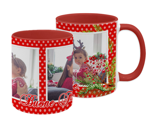 La grafica a pois con bacche natalizie per la tazza