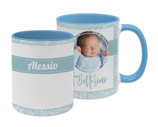 Tazza panoramica con foto e nome per battesimo