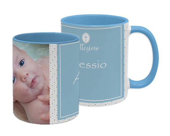 Tazza panoramica Battesimo bimbo con nome e grafica