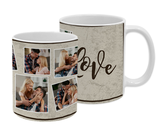 Grafica collage su tazza con foto