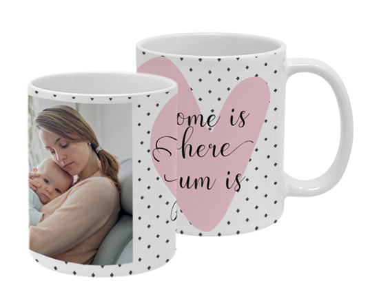 Tazza panoramica con immagine e dedica per la mamma