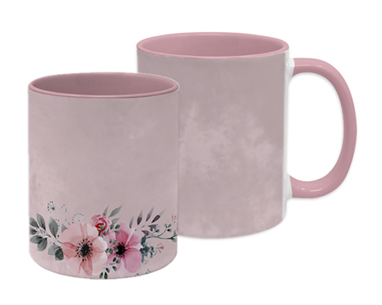 Tazza panoramica con fiori rosa