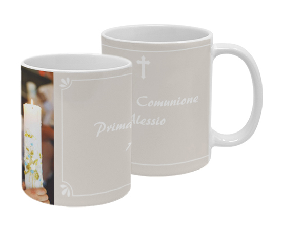 Tazza panoramica con nome e grafica Prima Comunione