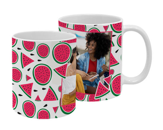 Tazza panoramica con foto e fette di anguria