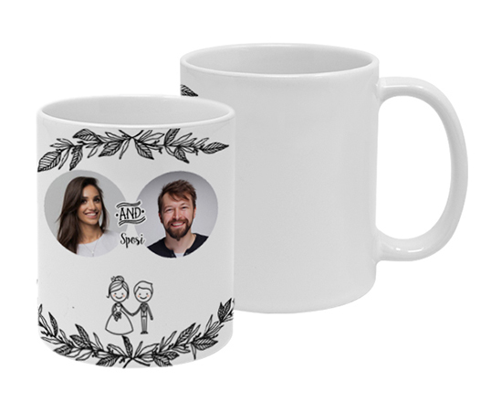 Tazza panoramica con grafica per sposi
