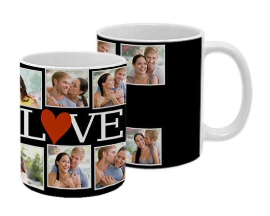 Tazza panoramica per innamorati personalizzata con collage di foto