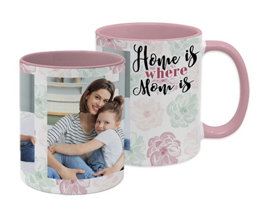 Tazza panoramica Mum is home con collage foto