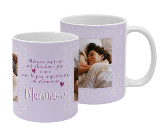 Tazza panoramica con foto e grafica per la festa della mamma