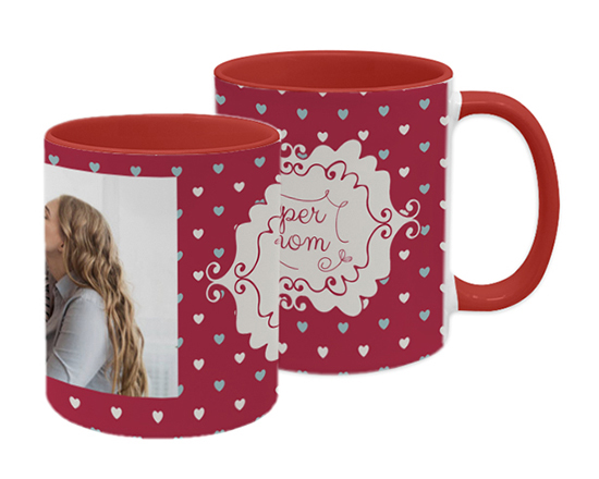 Tazza mug per la festa della mamma con interno e manico rosso