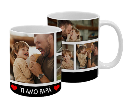 Tazza panoramica Ti amo papà con foto collage