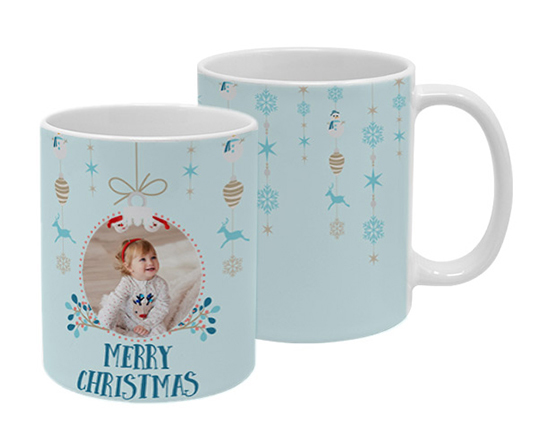 tazza con grafica natalizia e foto