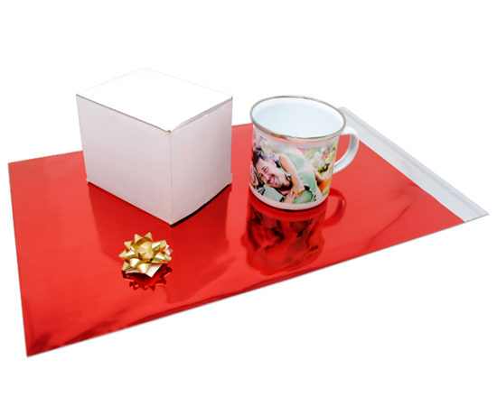 Confezione regalo per tazza in metallo smaltata con foto