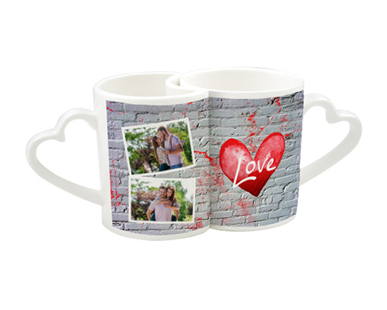 Tazze coppia personalizzate con foto e grafica Love