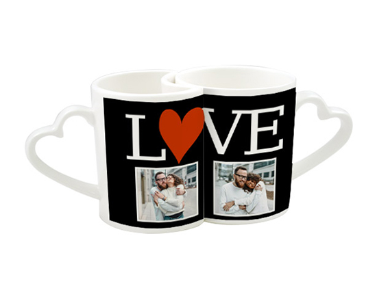 Tazze di coppia romantiche con foto