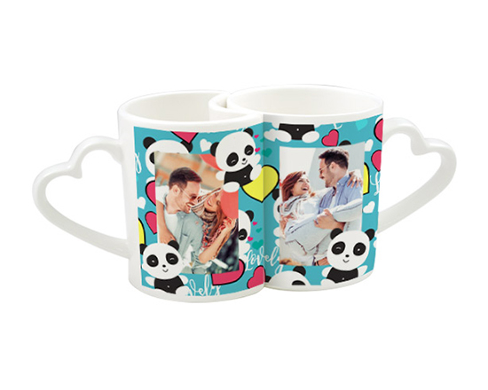 Tazze coppia personalizzate con grafica panda e foto