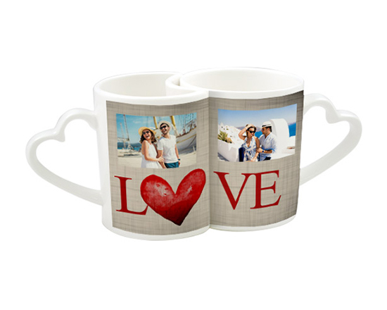 Coppia tazze con foto e grafica romantica