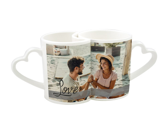 Tazze coppia personalizzate con grafica Love e immagine