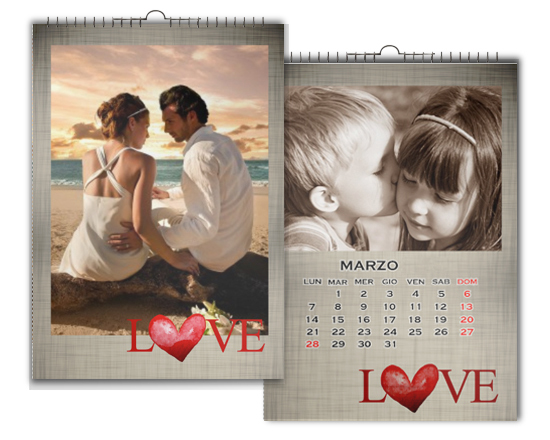 Calendario multipagina a4 con grafica Love