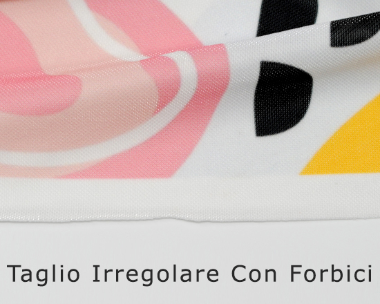 Tessuto poliestere lucido con taglio irregolare sui bordi