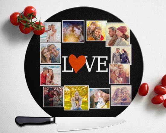 Tagliere rotondo in vetro Lovely collage