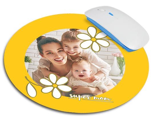 Mousepad dalla forma circolare con margherite