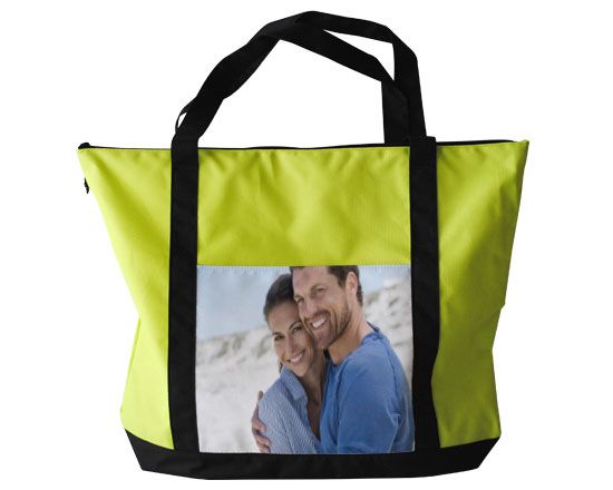borsa personalizzata con foto di due innamorati verde fluo