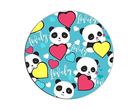 Calamita rotonda con grafica con panda
