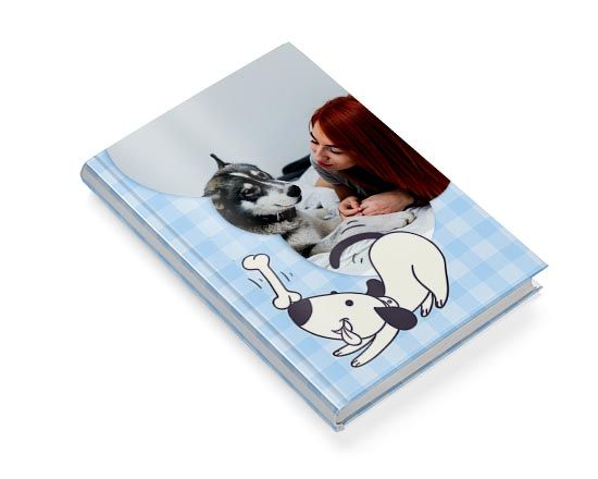 Grafica a quadretti celeste su diario per animali