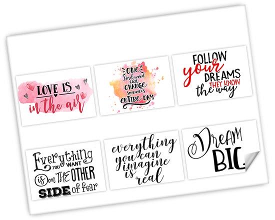 Stickers con frasi decorative