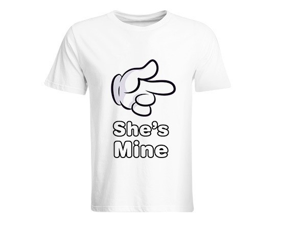 Maglia manica corta con scritta she is mine
