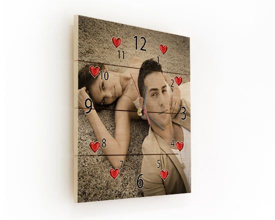 Orologio su listelli in Legno Love Time - dettahlio bordo