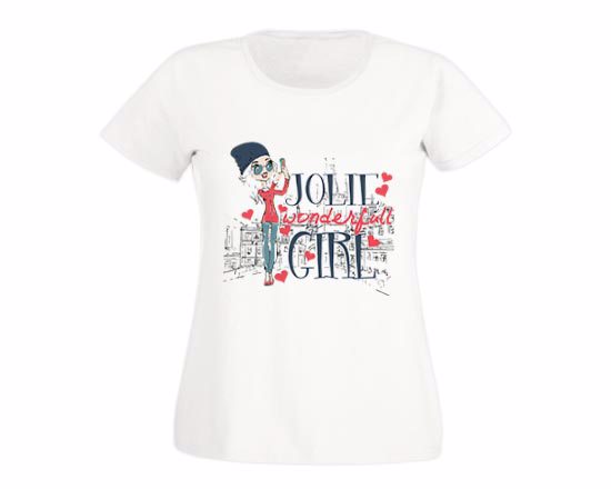 T-shirt donna in cotone Jolie girl