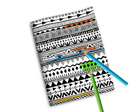 Quaderno con grafica da colorare tribale