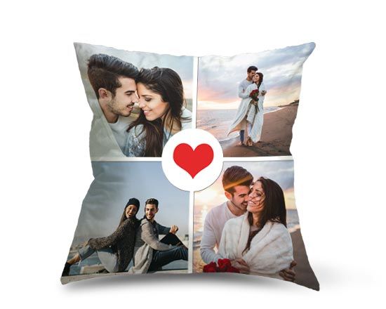Cuscino Artigianale in Poliestere Collage 4 riquadri love