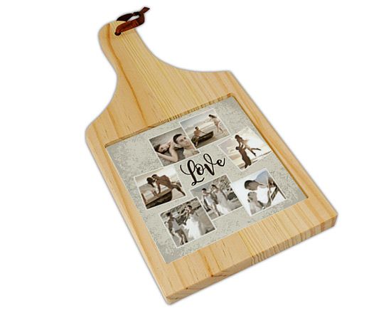 Collage grigio per tagliere in legno chiaro