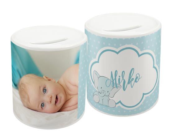 Salvadanaio con elefantino celeste