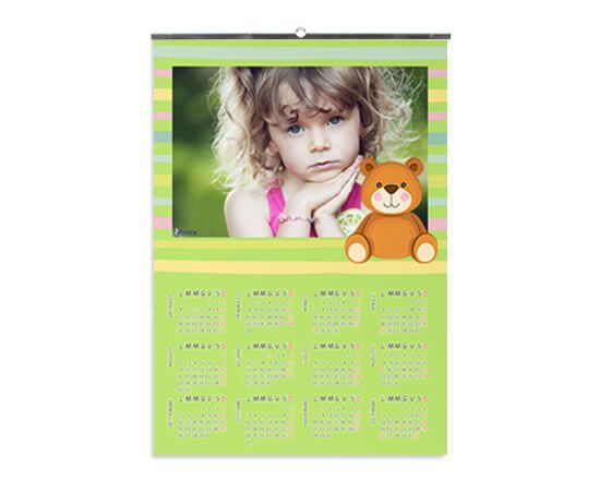 Calendario con grafica per bambini con asta in metallo