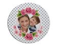 Fotopuzzle rotondo Rose con pois neri