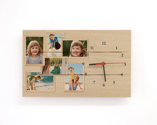 Orologio su listelli in Legno Love Collage