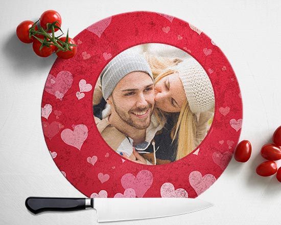 Tagliere rotondo in vetro Full hearts